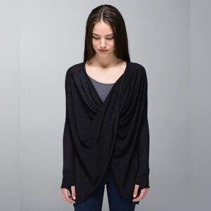 Lululemon Size 2 Black Iconic Sweater‎ Wrap Cardigan Cashmere Blend xs